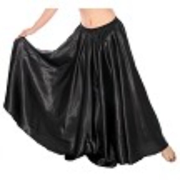Black Satin Belly Dance Costume Skirt - Picture 3 of 3